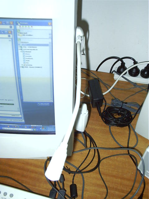 Attached microphone mount to side of monitor for easy use.