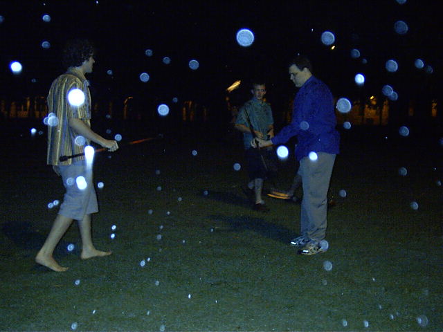 Fire twirling and funkey rain effects