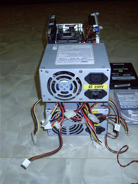 The 2 power supplies at back. It's actually smaller than a regular case would be