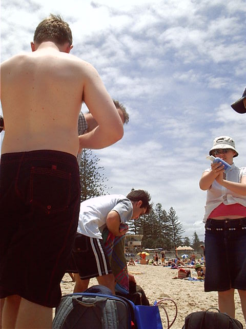 Everyone gets ready for a swim