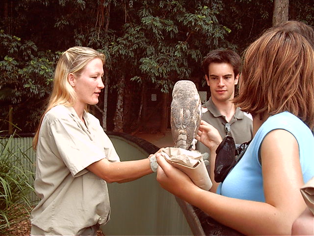 Kahless checks out the bird.... and the owl