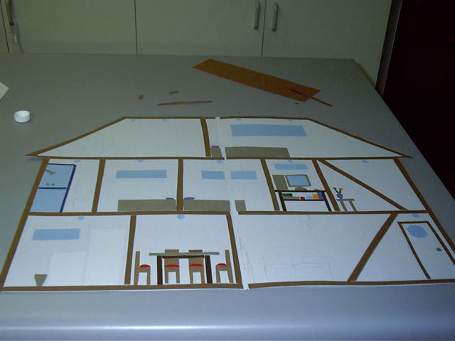 Added a dining room and study, as well as beds and kitchen.