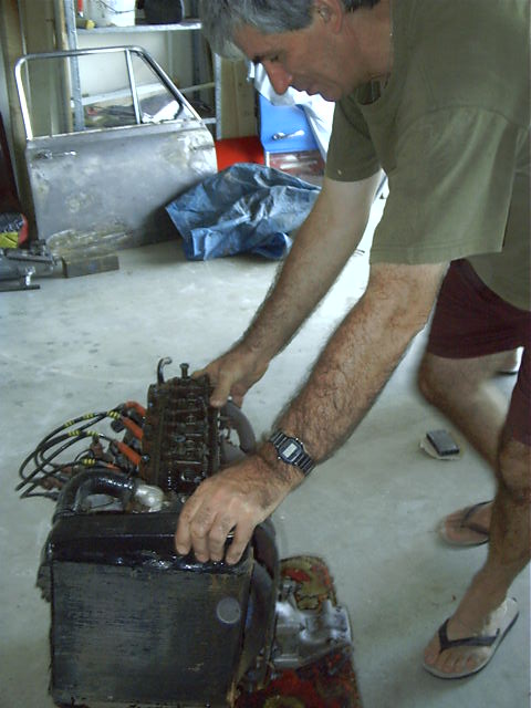 Dad moves the spare engine