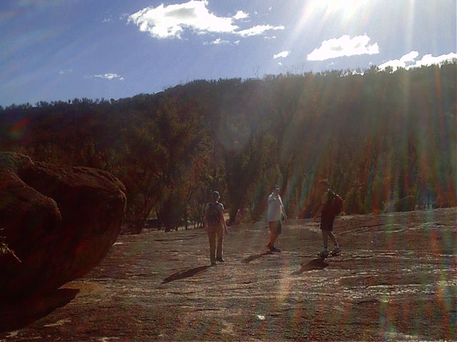Hot sun and big flat rocks