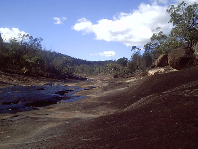 Looking back up the river