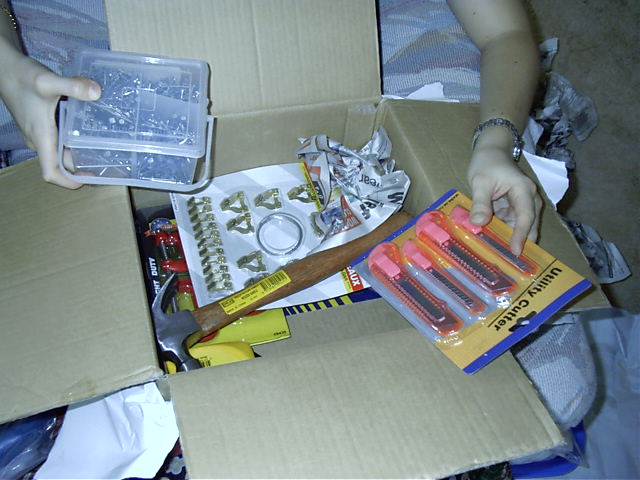 Megan's gift from dad, tools! Which will help muchly when she moves into her own place very soon.