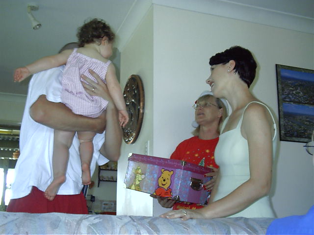 People from across the road come vist with their new baby. They got it for xmas I think.