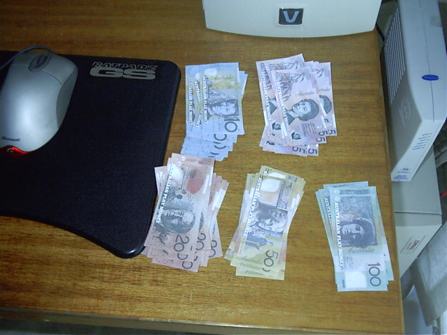 Fake money for Vicki's b'day present
