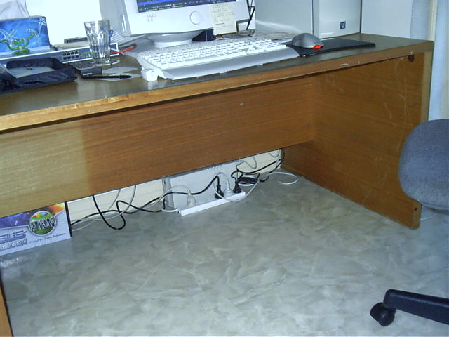 Hiding under desk