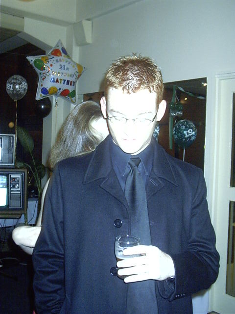 Chris, Vicki's bf. With her hiding behind him