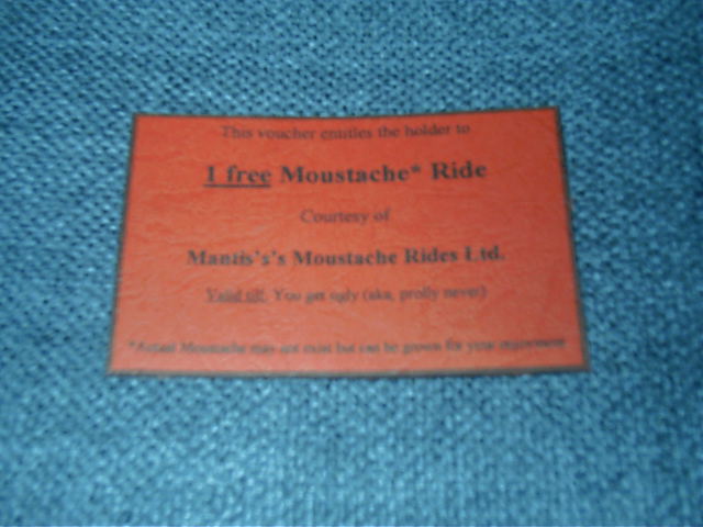 My present for Trui. A free moustache ride.