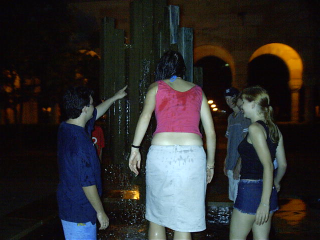 Xmas@GC gets wet and wild in the fountain. (Fatty, Amidala
