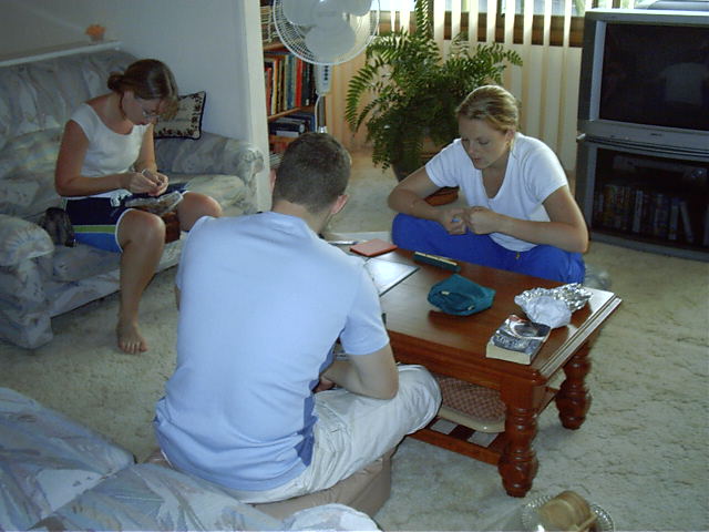 Megan, Adam and Ange relax it up.