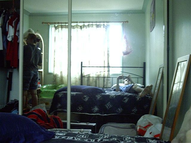 Katie now has a full wall mirror in her bedroom. Mmmm, possibilities. *winkz*