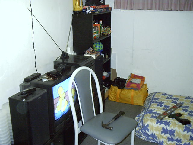 The new home of tv and stereo and bed.