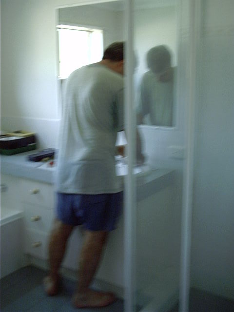 Dad fixes a leaky tap.