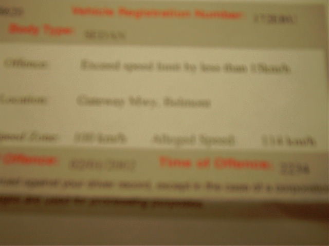114kmph in 100kmph zone. (Gateway after skating)