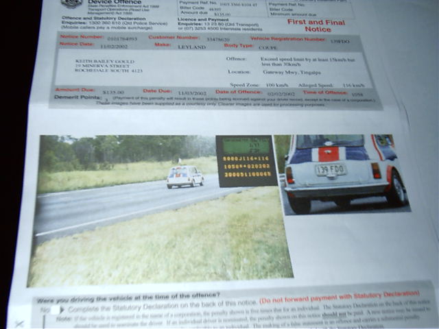 Dad tries to out-do me in speeding tickets. 116 in the mini.