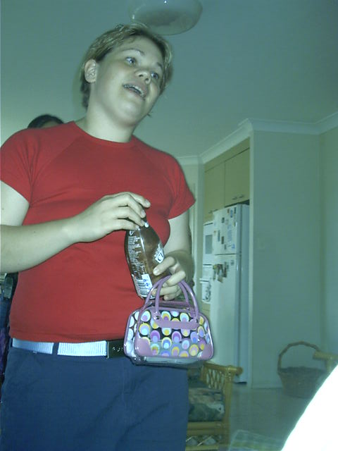 Braggy has a funky bag.