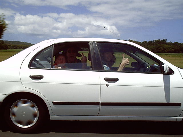 Kewn gives my driving the thumbs up. Azure also signals his thoughts.