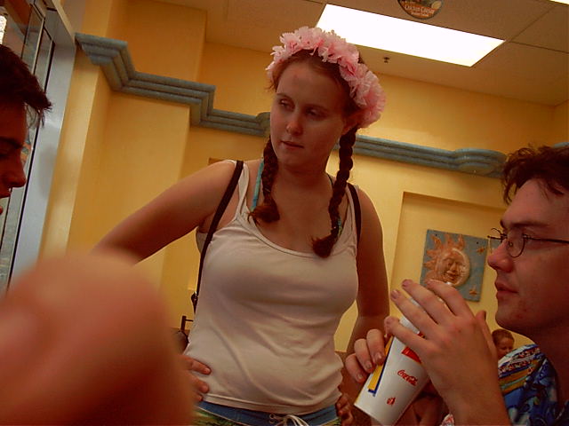 Katie prepares for a quick bit of shopping.
