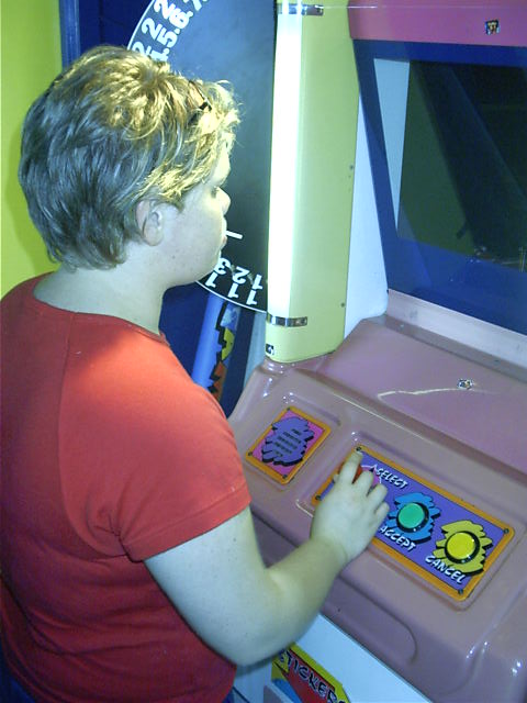 Braggy tries out the Love Tester. 'Cold fish'