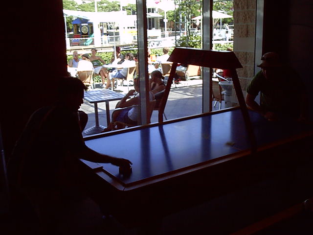 Time for some air-hockey. I beat AB, then Azure beat me, then I beat azure, then Azure beat me.