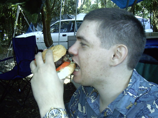 The burger and Draxy. (Draxy is on right, i think)