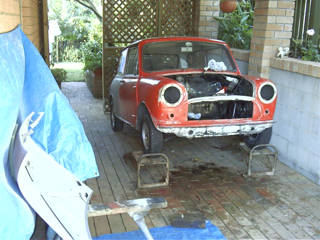 Upon arriving home, I see dad is hard at work on our 2nd mini. (Preparing it for my sister to have)
