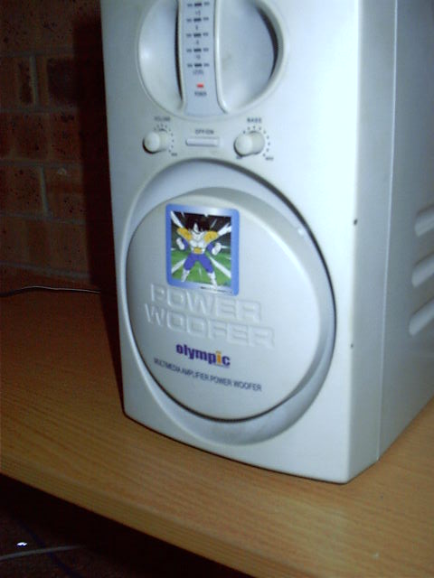 Alas, his stereo and sub is gone and he is back to using this tiny thing