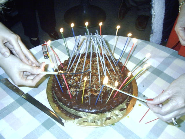 Cake with many sparklers