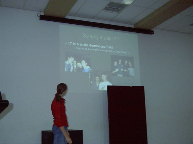 Here she is talking about IT