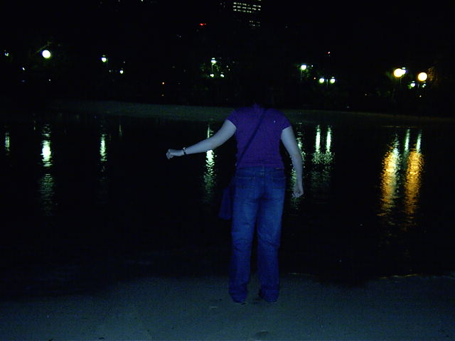 Tanya cheks out the lagoon.