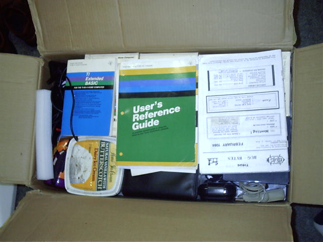Box of Texas Instrument computer books and other general crap