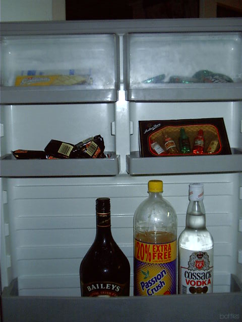 The bare essentials, chocolate and alcohol