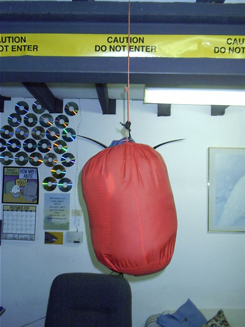 My regular exercise, a sleeping bag I like to call Mr Punchy.