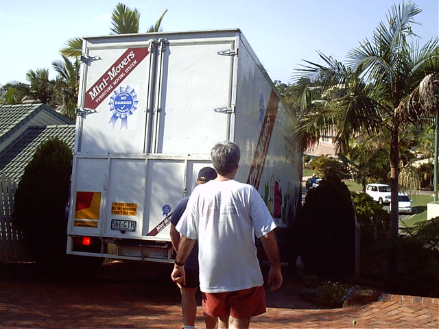 The moving truck arrives