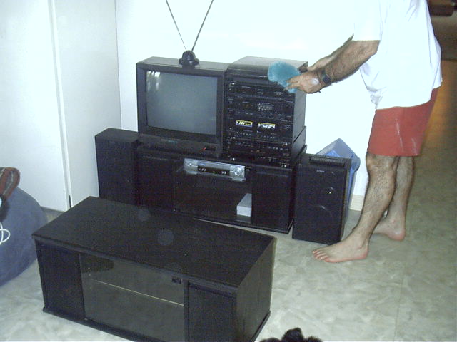 Mum steals one of the black cabinets