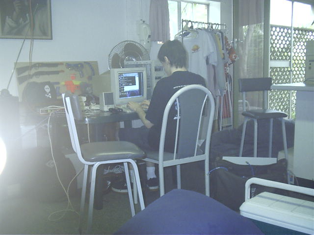 Iceman arrives and begins lanage. (Dunno what that light is on left, might be.... the sun!)
