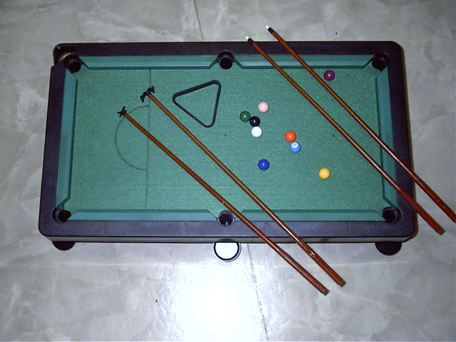 As a subtle hint, my new pool table