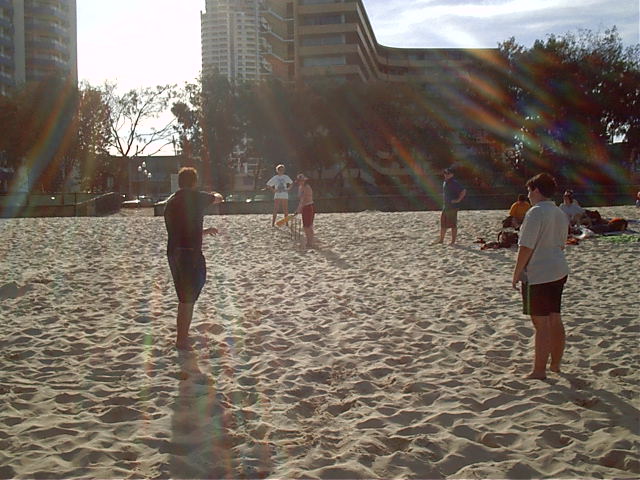 The sun is setting on our cricket game and our beech day