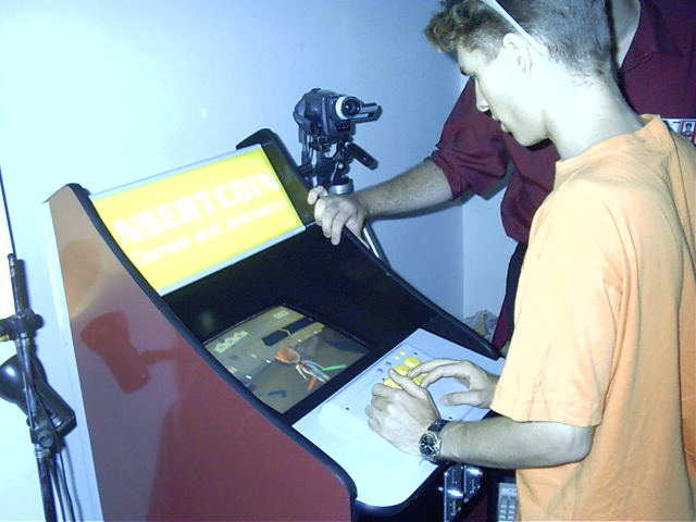 One of the guys hooked up an arcade style system.