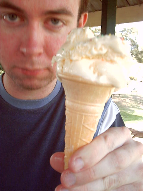 Kewn likes his icecream, even if it's a bit melty