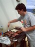 Fatty cooks some meat