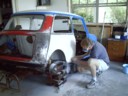 Andrew helps dad with mini