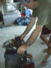 Dad moves the spare engine