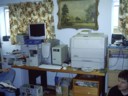 Shawn's setup of servers and a huge printer
