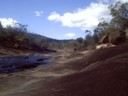 Looking back up the river