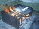 The fire and some garlic bread