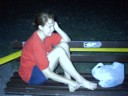 Katie relaxes after a deadly encounter with a green ant. She lived.